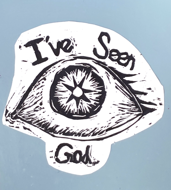 I've Seen God Linocut Sticker